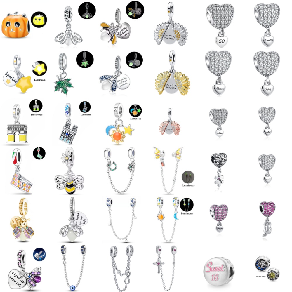Crossfit Accessories - 925 Silver,Pumpkin,Heart shaped Beads Firefly Pendant