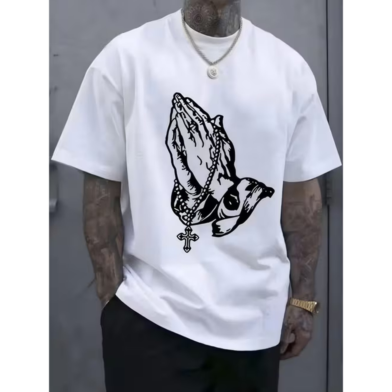 Crossfit Machine - Mens Prayer Hands Cross Graphic T